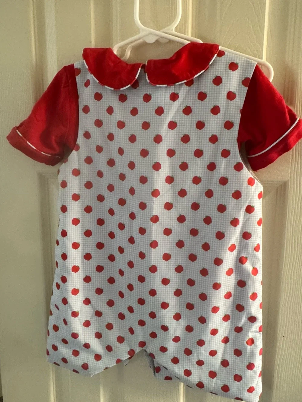 Cecil and Lou Red Apple Print 2T  Romper with Red Matching Shirt